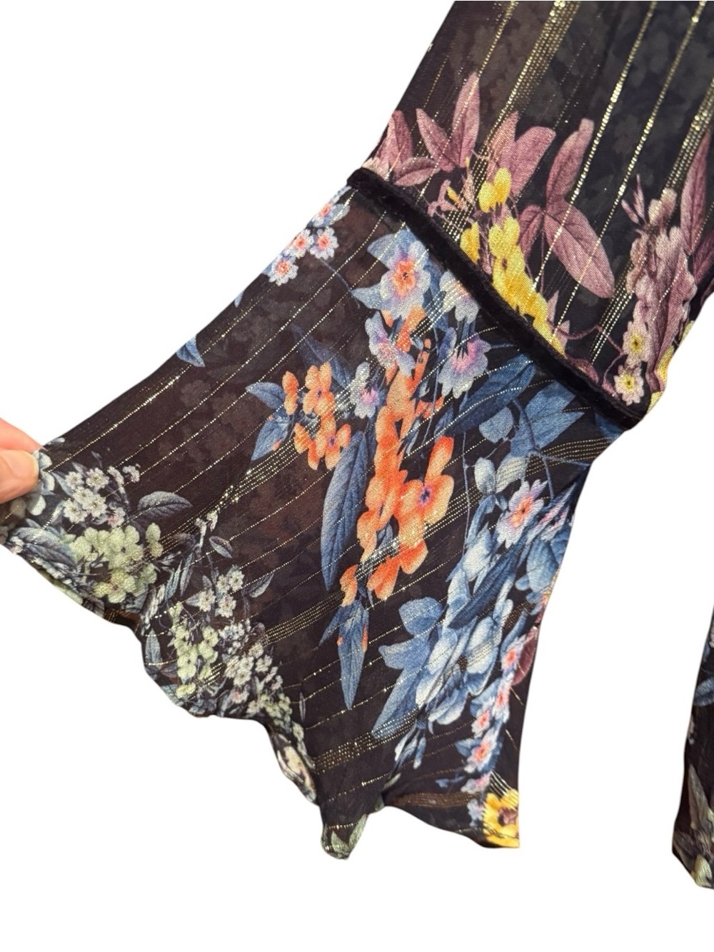 Anthropologie Vineet Bahl Women’s Small Floral Embroidered Metallic Boho Blouse - Picture 6 of 16